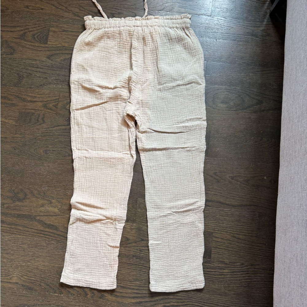 Oliveaceous High Rise Cotton Gauze Pants - Picture 4 of 5